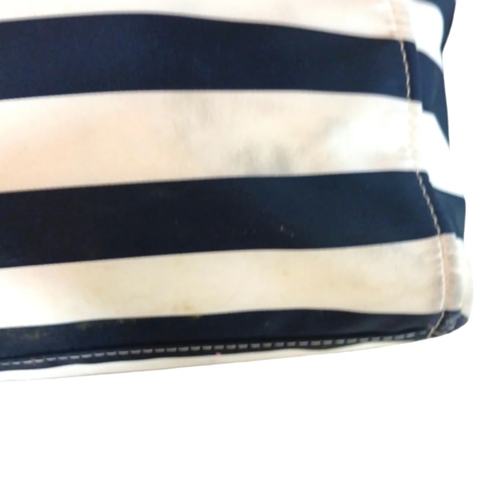 Kate Spade New York Black and White Striped Nylon Tote Shoulder Bag,